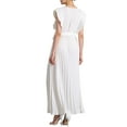 thumbnail image 3 of INSPIRE CHIC Women's Wrap Dress V Neck Ruffled Trim Fit & Flare Maxi Dress L White, 3 of 6