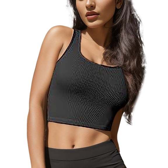 Xijirk Tank Tops Seamless Ribbed Racerback Tank Top for Yoga Exercise and Casual Wear Camisole Tops for Women,Black,M
