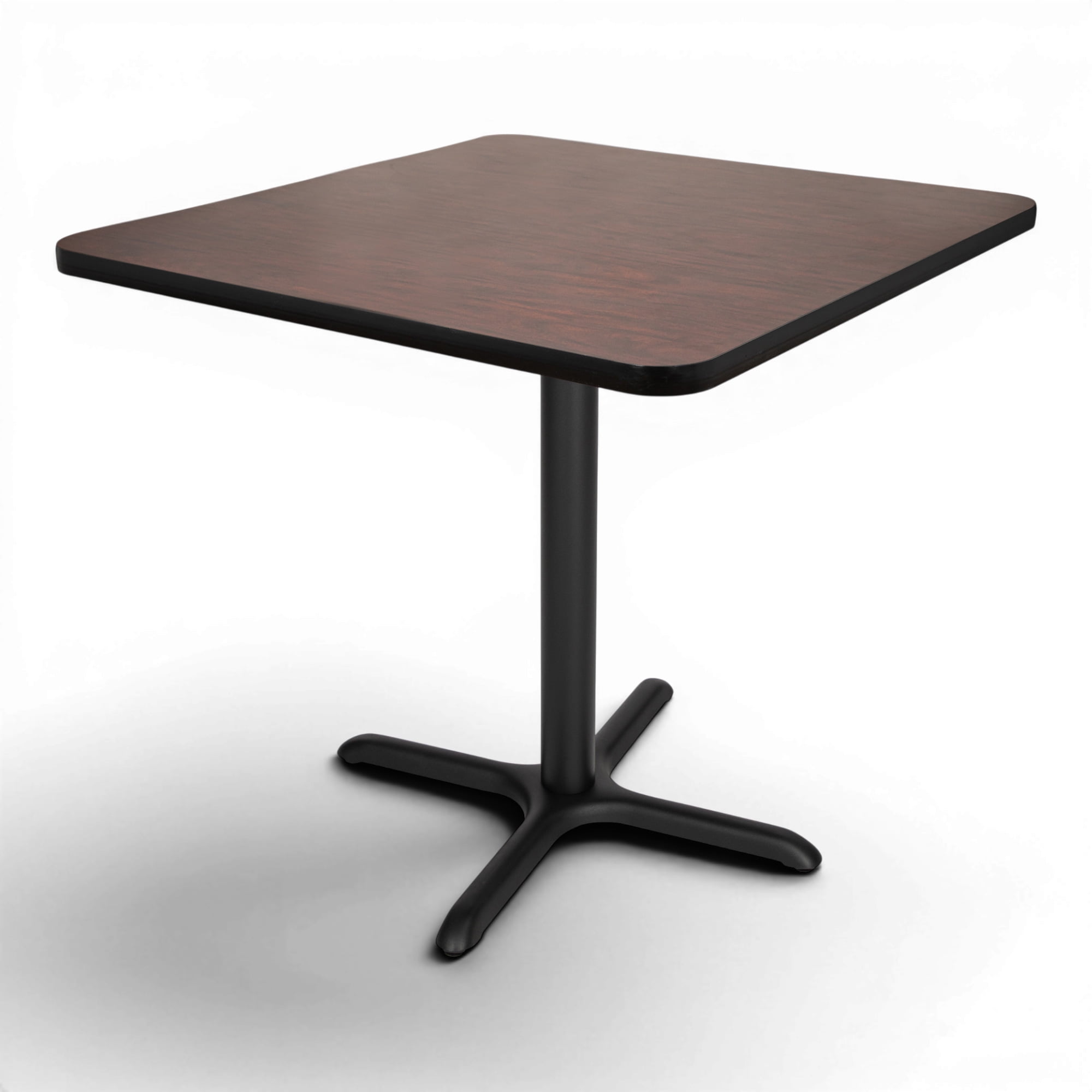 Hampden Furnishings Bennet Collection Steel Frame 36" Square Top, X Base, 30" Height Cafe Table, Black Frame/Mahogany Top