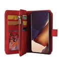 thumbnail image 2 of Wallet Case for Galaxy Note 20 Ultra, Magnetic Zipper Pouch Premium PU Leather with Kickstand Wallet Flip Shockproof Case Wrist Strap Card Slots Holder Pocket Samsung Galaxy Note 20 Ultra, Red, 2 of 18