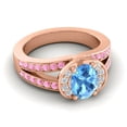 thumbnail image 3 of 2.35 Ct Oval Cut Blue Topaz & Pink Sapphire Gemstone Stunning Engagement Ring for Women Solid 14K Rose Gold Size 3.5 by Diamond-Capitals, 3 of 8