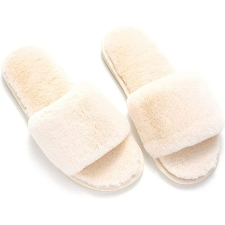 

CoCopeanut Women s slippers Simple slip-on slippers Leopard slippers Plush slippers Open-toe home sandals Summer slippers