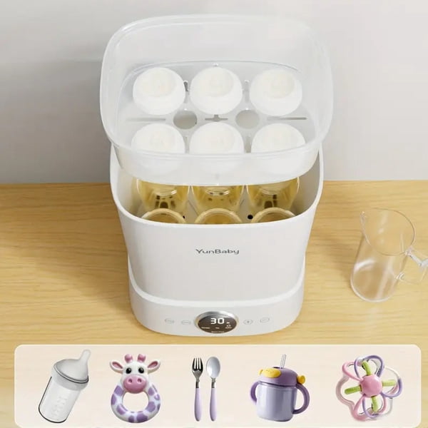 Baby Bottle All-in-one storage box for cleaning, sterilizing, and drying baby bottles. Featuring a spacious design, it holds bottles, breast pump accessories, and baby essentials, freein