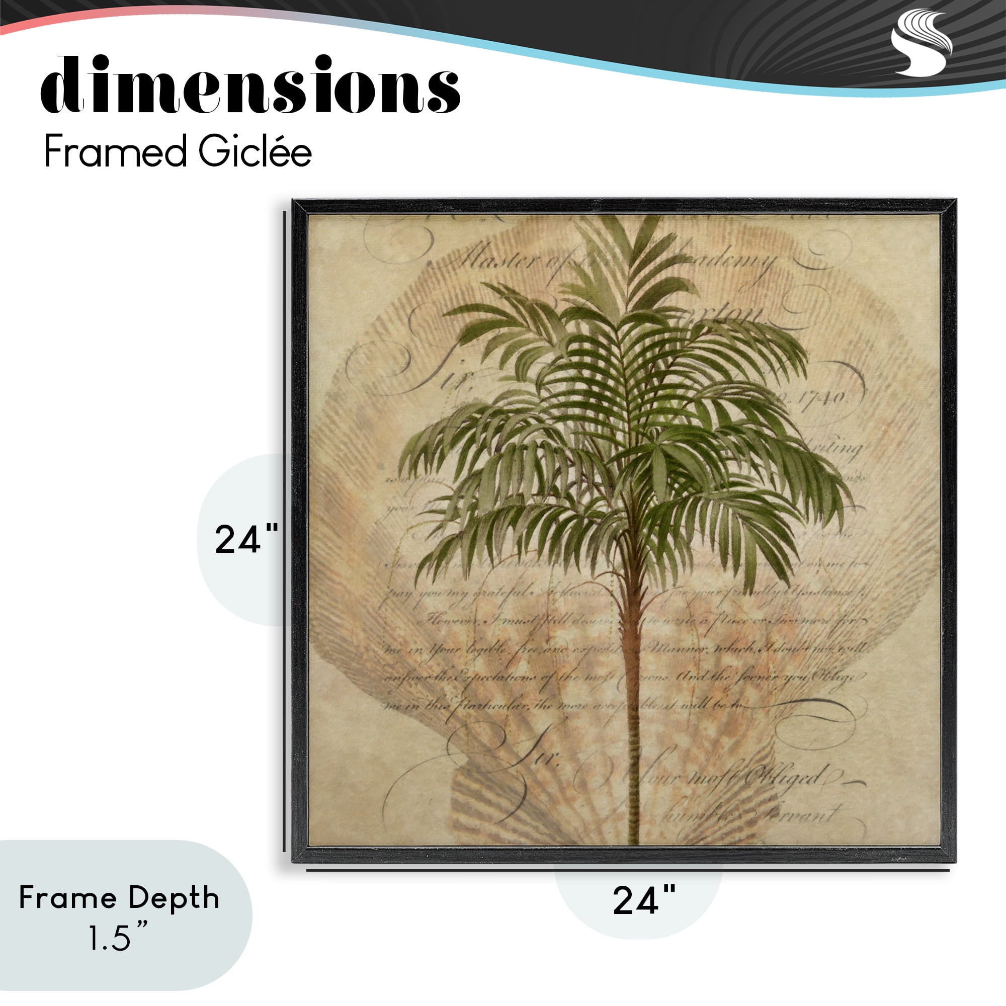 Stupell Industries Subdued Tropics Palm Black Framed Giclee Art, design by Steve Hunziker