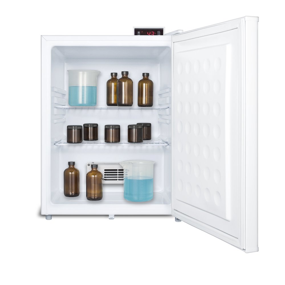 Compact general purpose all-refrigerator with automatic defrost, front lock, and digital thermostat
