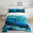 thumbnail image 6 of Homewish Blue Fashion Marbling Bedding Comforter Set for Women, Modern Abstract Ombre Twin Comforter Sets, Marble Artwork Reversible Bedding Set, Breathable Home Decor, 2 Pieces, 6 of 9