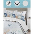 thumbnail image 3 of Twin Quilt Bedding Set, Navy Blue Coastal Reversible Summer Quilt 3 Pieces, Shell Starfish Coral Nautical Summer Ocean Lightweight Bedspreads Coverlets with 2 Pillow Shams for All Seasons, 3 of 5