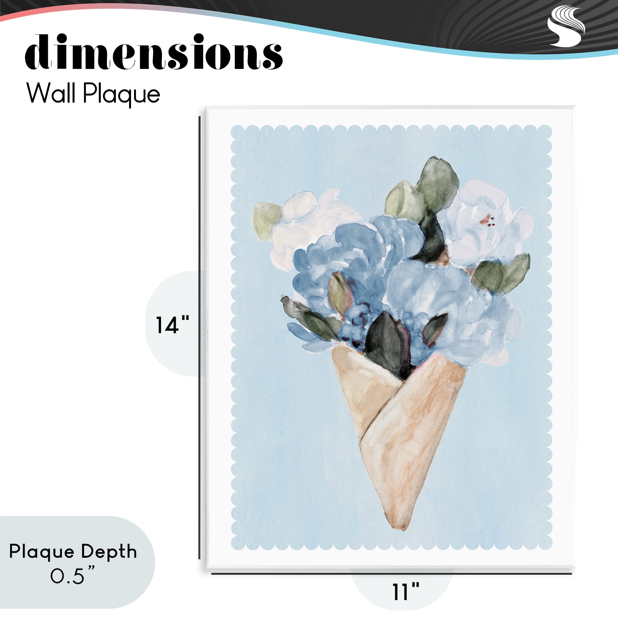 Stupell Industries Blue Gift Bouquet Wall Plaque Art, design by Lanie Loreth