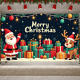thumbnail image 5 of Santa Claus Christmas Banner Reindeer Xmas Display Gift Boxes Christmas Balls Holiday Backdrop for Christmas Party Holiday Celebration Indoor Decoration, 5 of 9