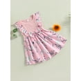 thumbnail image 3 of Bagilaanoe Toddler Baby Girl Summer Dress Flower Print Ruffle Fly Sleeve A-line Dresses 6M 12M 18M 24M 3T 4T Kid Patchwork Skirt, 3 of 9