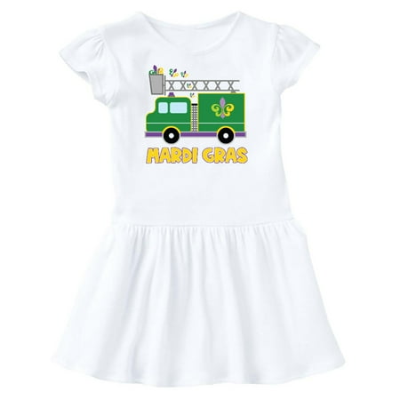 

Inktastic Mardi Gras Fire Truck with Fleur De Lis Trio Gift Toddler Girl Dress