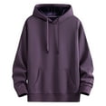 thumbnail image 2 of Handshe Men's Solid Long Sleeve Hooded Fleece-Lined Heavyweight Sweatshirt Jacket for Outdoor Activities, Camping, Casual Wear,Plus Size, 2 of 9