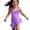 Purple, variant on Xijirk Girls Gradient Tie-D Yearse Print Skirted One-Piece Swimsuit Ruffle Strap Swimwear with Drawstring Side for Beach & Pool,5-6 Years