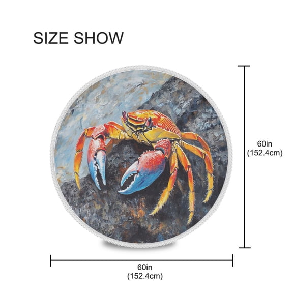 YAZAOO Round Tablecloth Dseign Crab Painting Pattern Tableclothes