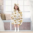 thumbnail image 6 of Wearable Blanket Hoodie for Giraffe and Sunflower Flannel Hooded Blanket with Pockets and Sleeves Suitable, 6 of 7
