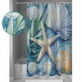 thumbnail image 3 of Extra Long Shower Curtain 72x84 Inch, Beach Coastal Shower Curtain Waterproof Bathroom Decor Summer Starfish Nautical Shell Blue Fabric Bath Curtain Set Accessories with Hooks, 3 of 6