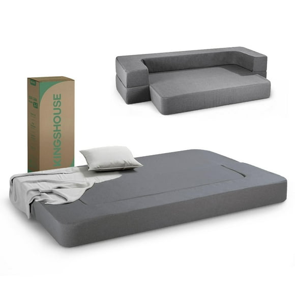 Colchón Plegable Individual, Sofá Cama 3 en 1 Futón Tipo Japonés a Ras de Piso, Portátil y Ligero gris
