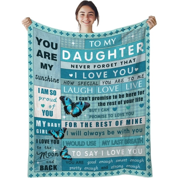 Daughter Gifts from Mom Dad, Daughter Birthday Gifts Idea, Gifts for Daughter Adult, Blankets for Daughter, Daughter Gifts for Graduation, Holiday, Thanksgiving, Christmas, x Blue x