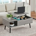 thumbnail image 2 of WEGFTDUOP 39" Wood Lift Top Coffee Table with Hidden Storage & Adjustable Storage Shelf, Convertible Dining Table for Living Room and Office, 2 of 8