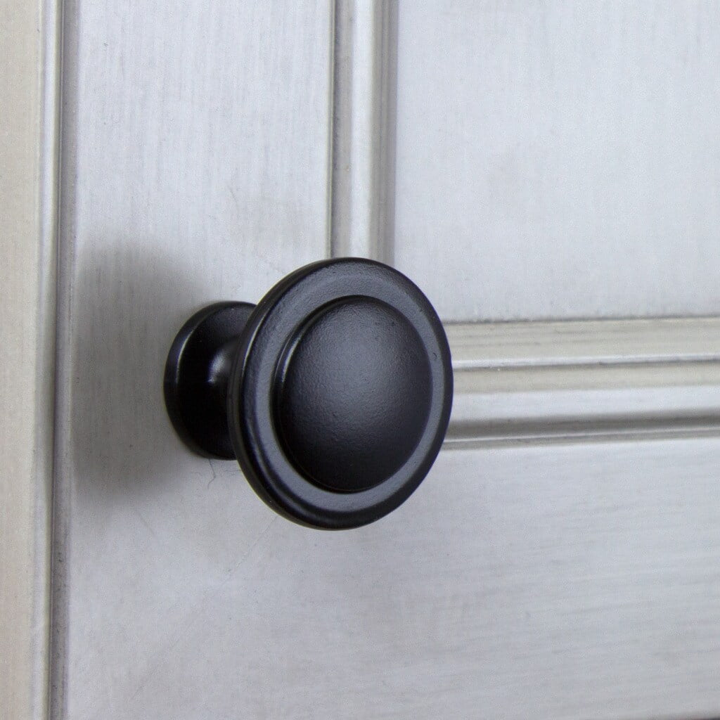 GlideRite 1-1/4 in. Classic Round Ring Cabinet Knobs, Matte Black, Pack of 10