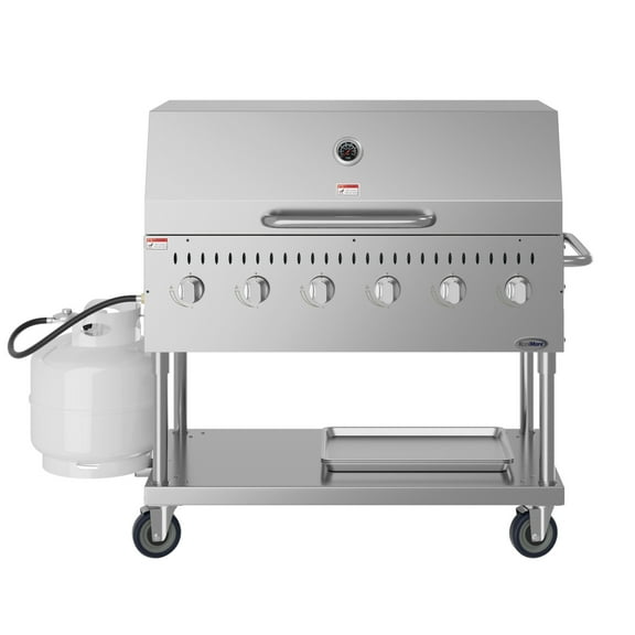 48 in. Commercial Outdoor Propane Gas Grill with Roll Dome Cover, ETL Listed in Stainless-Steel (CGKIT4-48D)
