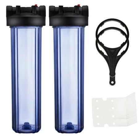 

Geekpure 20 Inch Clear Whole House Water Filter Housing with Wrench Bracket -4.5 x 20 - 1 NPT Brass Port (2)