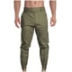 thumbnail image 1 of Pantalones cargo de algodón para hombre, de longitud completa, informales, de color liso, con bolsillos y cintura elástica, con cremallera en la pierna, 1 of 3