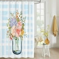 thumbnail image 4 of Fabric Shower Curtain, Blue Plaid Rose Flower Printing Bathroom Curtain with 12 Hooks Waterproof No Bad Odor Machine Washable Bath Curtains for Bathroom, Spa Room, 72"x78", 4 of 6