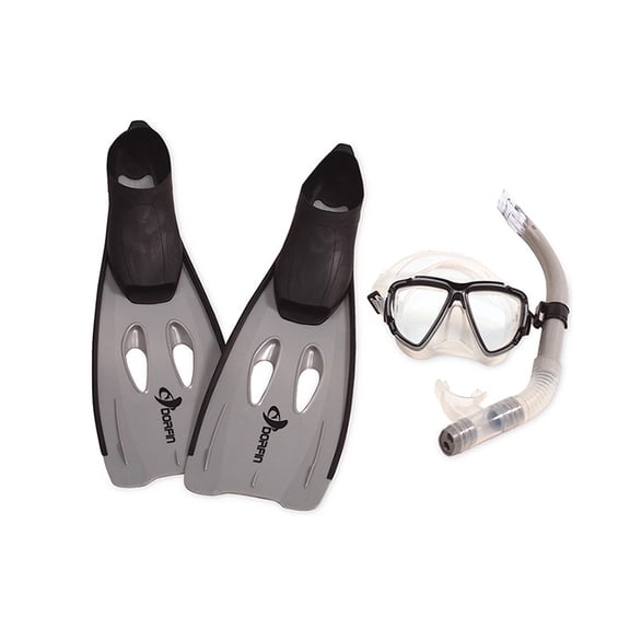 Pool Master 3pc Kona Adult Pro Silicone Swimming Pool Scuba and Snorkeling Set - Extra Large - Gray