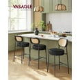 thumbnail image 4 of VASAGLE Bar Stools Set of 2, Counter Height Bar Stool with PE Rattan Back, Synthetic Leather Upholstered Stools for Kitchen Island Dining Room, 25.1-Inch Bar Chairs, Ink Black, 4 of 8
