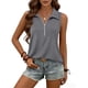thumbnail image 2 of TaTaai Spring Summer Solid Color Lapel Top for Women Collared Sleeveless V-Neck Vest Loose Fit Ribbed Casual Blouse Comfy Daily Vacation Outfits Gift, 2 of 8