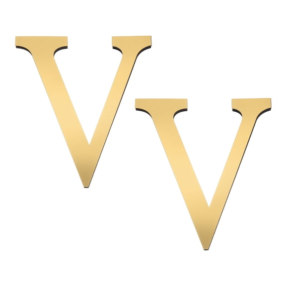Uxcell 2 Pcs 8 Pulgadas 3D Acrílico Letras Espejo Pegatinas de Pared Letra V Autoadhesivas Decoración del Hogar Letrero Artístico Pegatina Decal para Decoración del Hogar DIY Dorado Claro