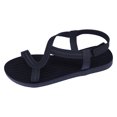 thumbnail image 1 of Bmisegm Women Sandals Fashionable New Pattern Simple Solid Color Flat Bottom Open Toe Breathable Comfortable Slip on Summer Slippers Sandals Women Summer Black 7.5, 1 of 9