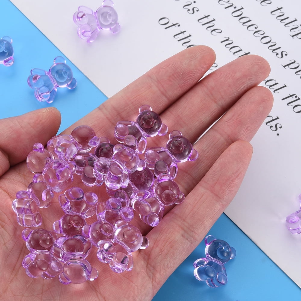 500g Transparent Acrylic Beads Top Drilled Beads Bear Blue Violet 18.5x15.5x11mm 320pcs/500g