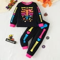 thumbnail image 2 of XAOWF Child Boys Halloween Sets Fashion Casual Skeleton Printed Long Sleeve Pullover And Pants Two Piece Set Trendy Relaxed Fit Outfit 3-4 Years, 2 of 7