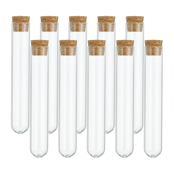 Unique Bargains 9ml Test Tubes, 20pcs 3.94x0.63in Glass Test Tube Containers with Cork Stopper