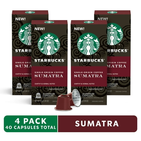 Starbucks Sumatra, Nespresso Original Capsules, 40 Count (4 Boxes of 10 Pods) (4 pack)