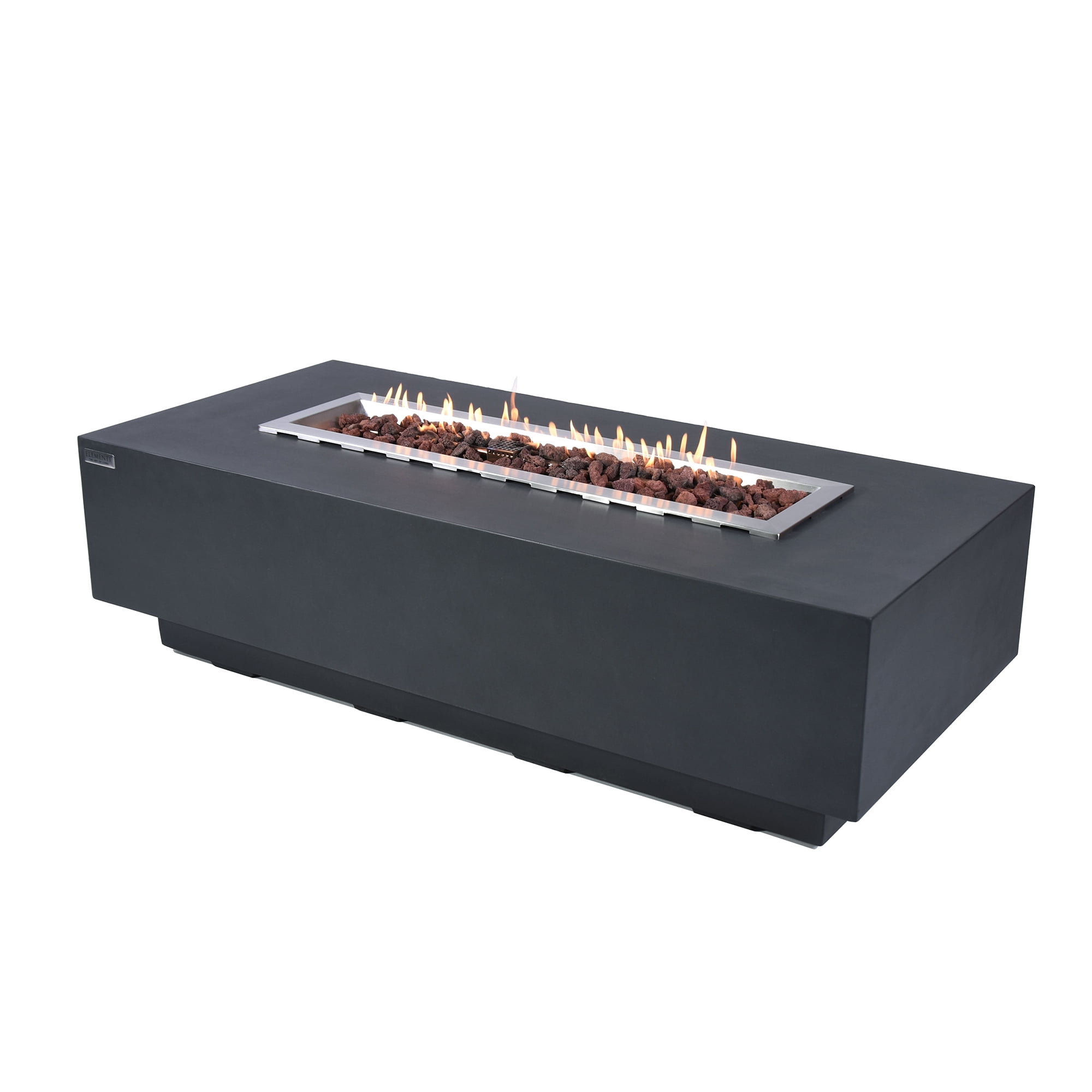 Stainless Steel Burner Elementi Granville Fire Table Cast Concrete Natural Gas Fire Table 45,000 BTU Auto-Ignition Lava Rock Included Outdoor Fire Pit Fire Table/Patio Furniture 