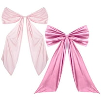 2 Pcs Pink Bow Party Decorations, Large and Small Sizes, Smooth Silk Material, Perfect for Wedding, Birthday, and Themed Parties, Easy to Hang or Stick, Ideal for Wall, Mirror, and Archway Decor