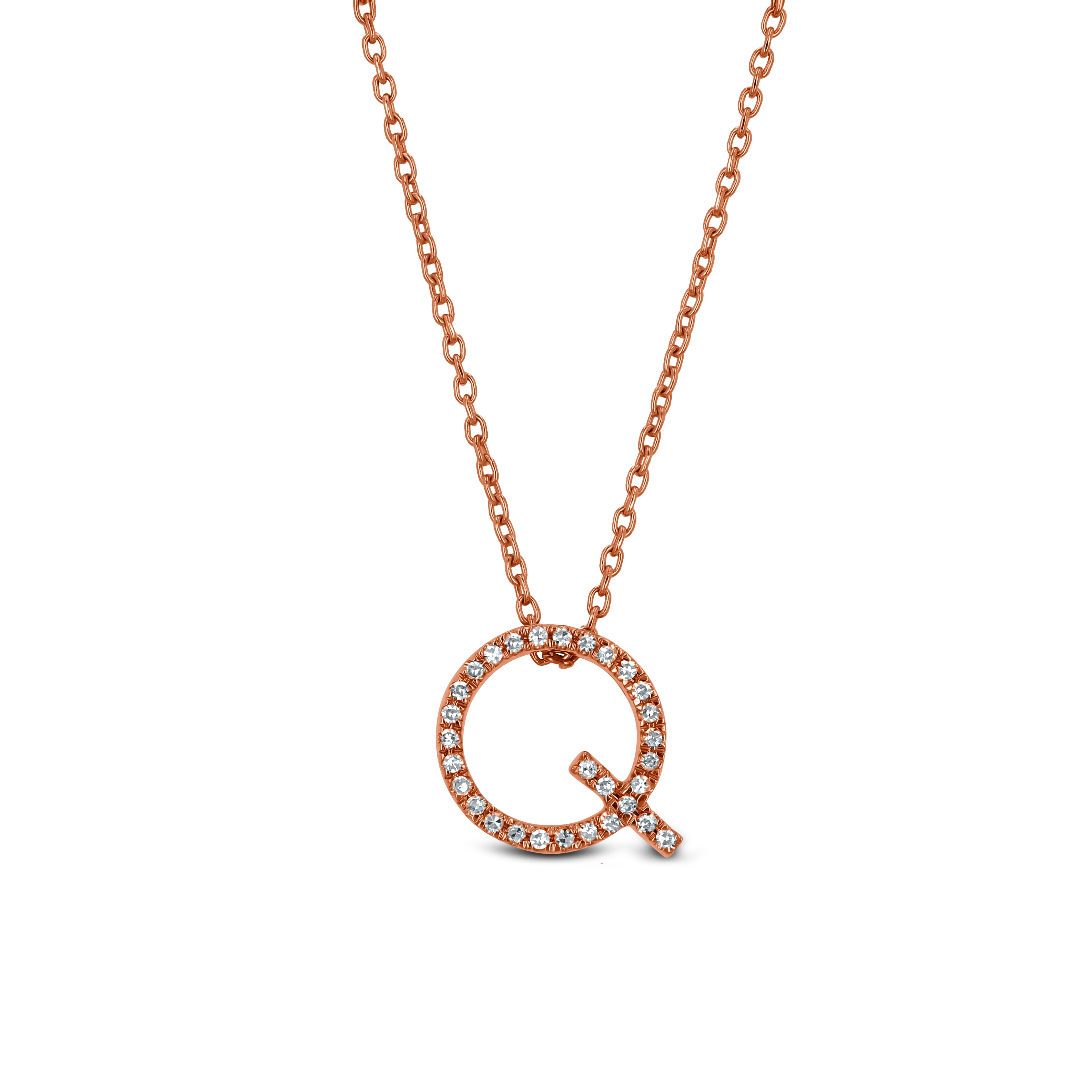 Solid 10k White Gold Initial Letter O Pendant Necklace