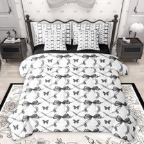 Homewish Cartoon Blue Ribbon Bedding Comforter Set 7pcs, Dreamy Butterfly Animal Queen Bedding Sets, Teen Kid Girl Women Reversible Queen Sheet Sets, Lightweight Room Decor