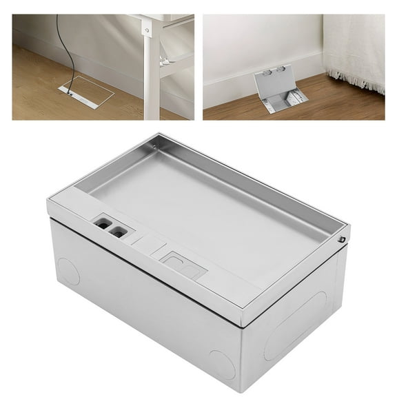 Modern Silver Hidden Floor Socket Box, Indoor Floor Recessed Electrical Outlet 200*130*84mm