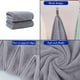 thumbnail image 5 of Juego de toallas de baño de terciopelo hilado, paquete de 2, toallas suaves, muy absorbentes y de secado rápido, suaves para la piel, ideales para el baño, spa y gimnasio. Aestivo | Gris |, 5 of 7