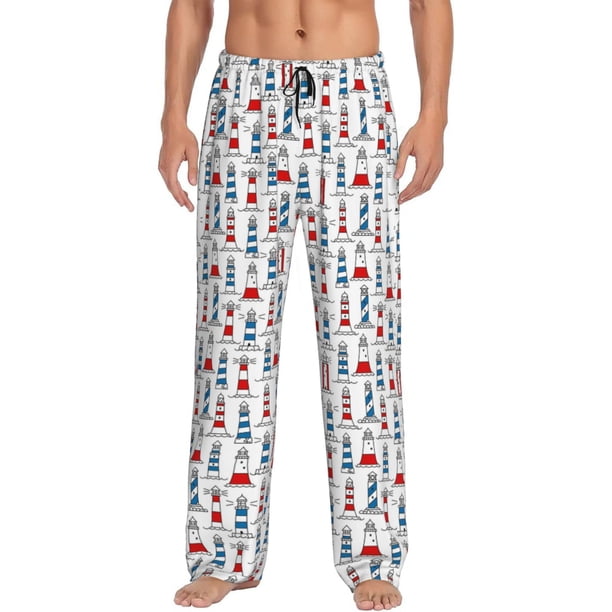 Fotbe Lighthouse And Beacon Pantalones de Pijama para Hombre, Pantalones de Dormir, Pantalones de Casa con Cintura Ajustable y Bolsillos-XX-Large