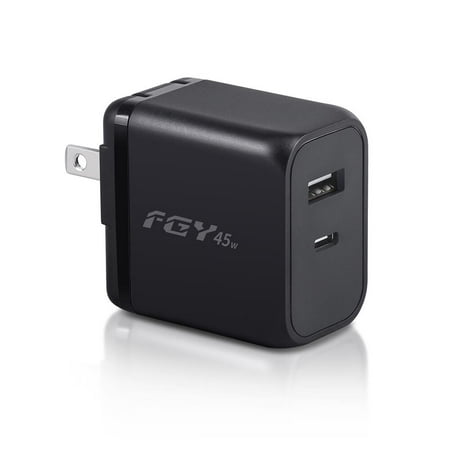 FGY 45W USB Charger Fast Charging with Dual Port  GaN Tech Foldable Wall Charger Block for Phones  Tablets (Black)