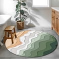 thumbnail image 4 of Round Area Rug 4ft,Sage Green Gradient Stripes Washable Carpet Non-Slip Runner Accent Rugs Indoor Floor Mat for Bedroom Living Room Decor,Summer Beach, 4 of 9