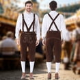 thumbnail image 2 of Lispipm Men Lederhosen Adjustable Strap Oktoberfest Outfit Traditional Retro Trousers for Beer Festival Daily Wear Brown M, 2 of 5