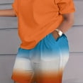 thumbnail image 1 of Conjunto informal de 2 piezas de patchwork, camiseta de manga corta con cuello redondo y pantalones cortos de entrenamiento con bolsillos, ropa de mujer, 1 of 2