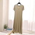 thumbnail image 5 of Blmnix Womens Nightgowns & Sleepshirts Sleepshirts Long Nightgowns Bamboo Nightgowns Nightshirt Short Sleeve Crew Neck Beige Cotton Nightgowns,XXL, 5 of 5