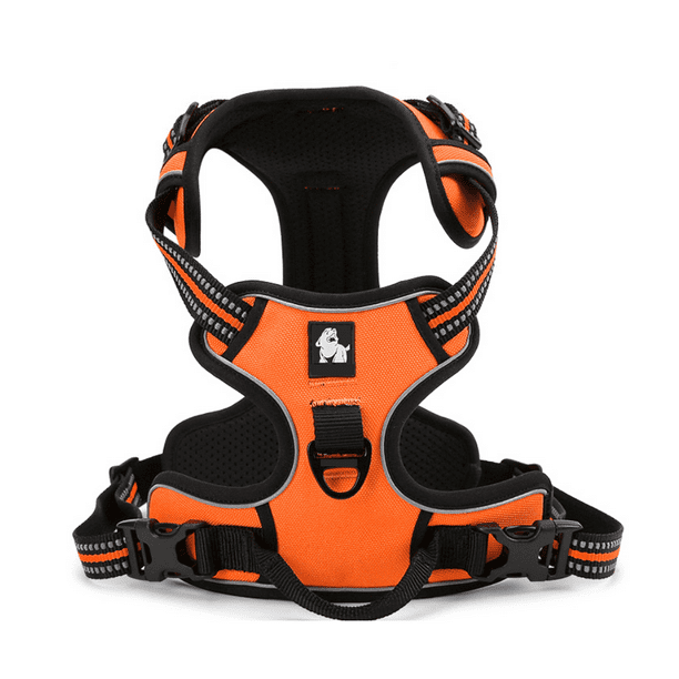 Arnés para perros naranja, talla M, resistente, con reflectante 3M, acolchado ajustable para perros grandes, medianos y pequeños.